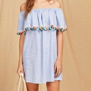 SHEIN Tassel Off the Shoulder Dress